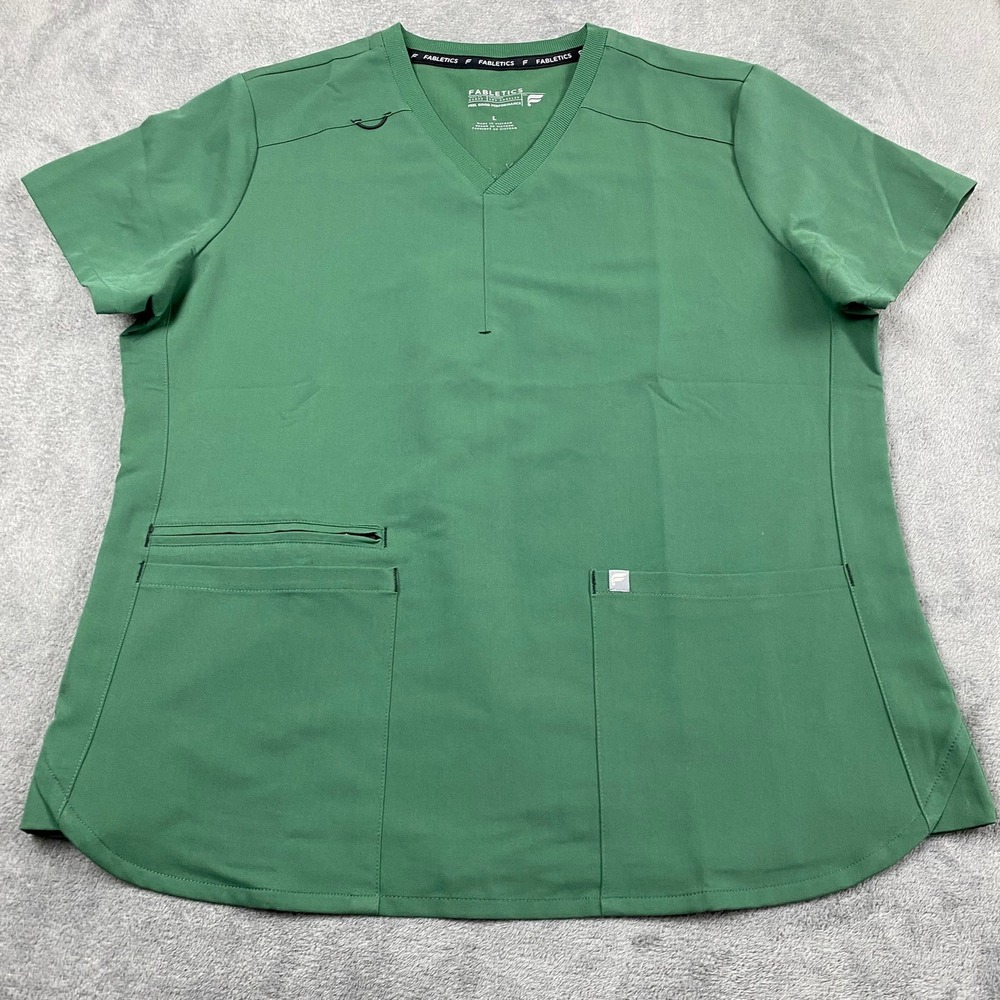 Fabletics Women Large Scrub Top Green V-Neck Performance TS2457722-9466-17050